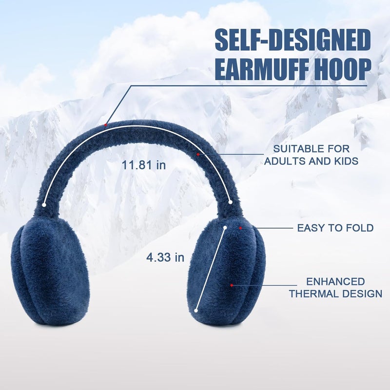 YATANAM Women Ear Muffs Winter Girls White Earmuffs Fuzzy Kids Black Ear Muff Cute Fluffy Ear Warmers Foldable Ear Covers Boy - Image 4